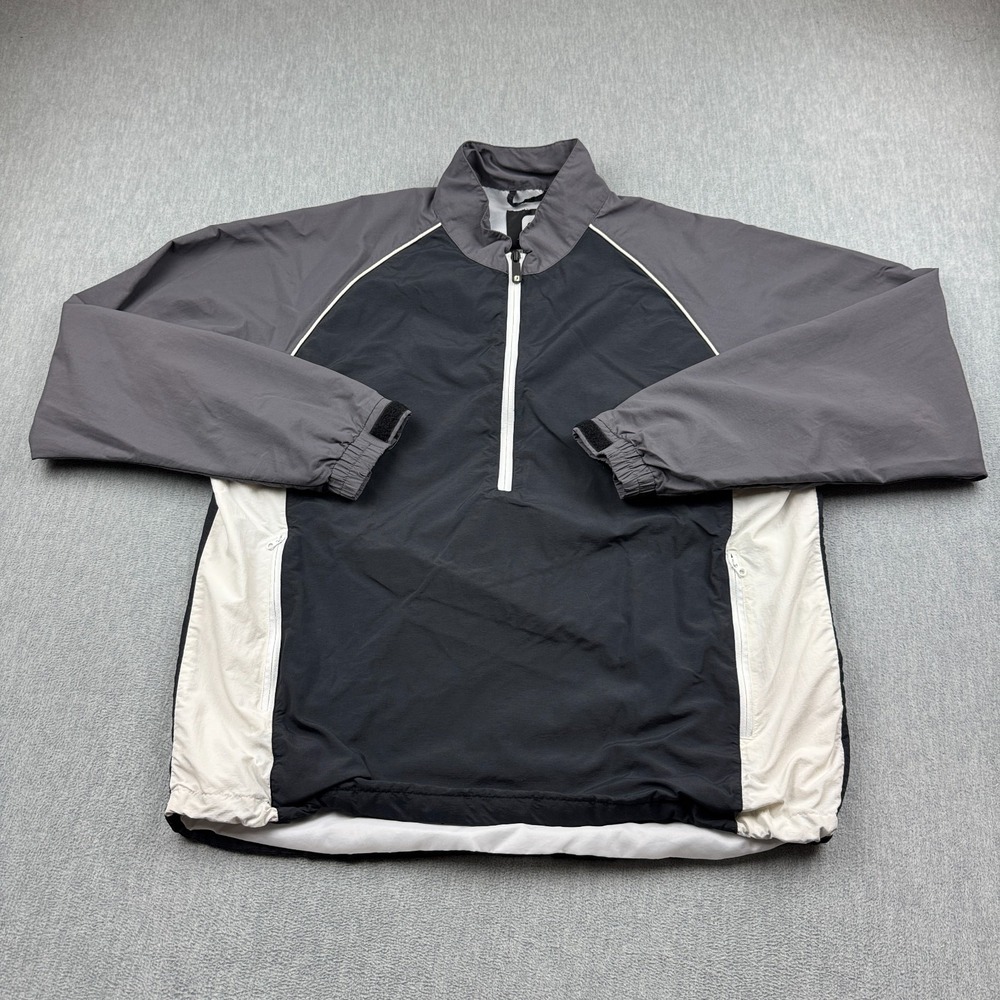 Footjoy Windbreaker Mens Large Gray 1/2 Zip Long Sleeve Jacket Lightweight Golf